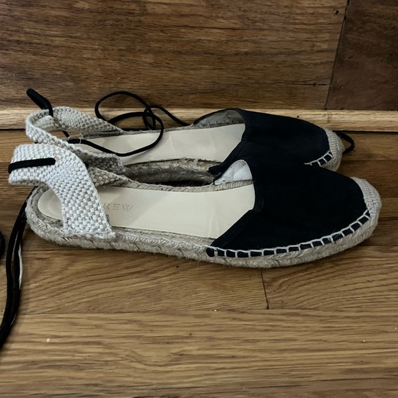 J. Crew Suede Black Espadrille Wrap Tie Ankle Sandals Women’s Size: 9 - Picture 4 of 6